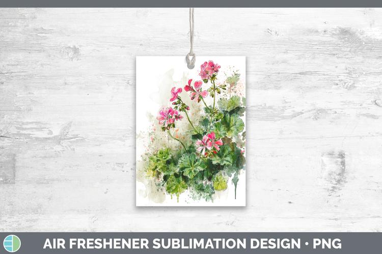 Geranium Flowers 01 Sketch Air Freshener Sublimation Design