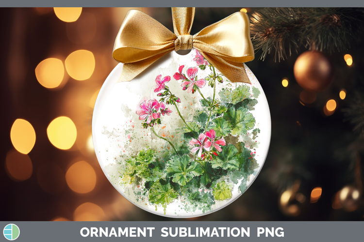 Geranium Flowers 01 Sketch Ornament Sublimation Design