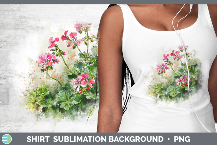 Geranium Flowers 01 Sketch Shirt Sublimation Design