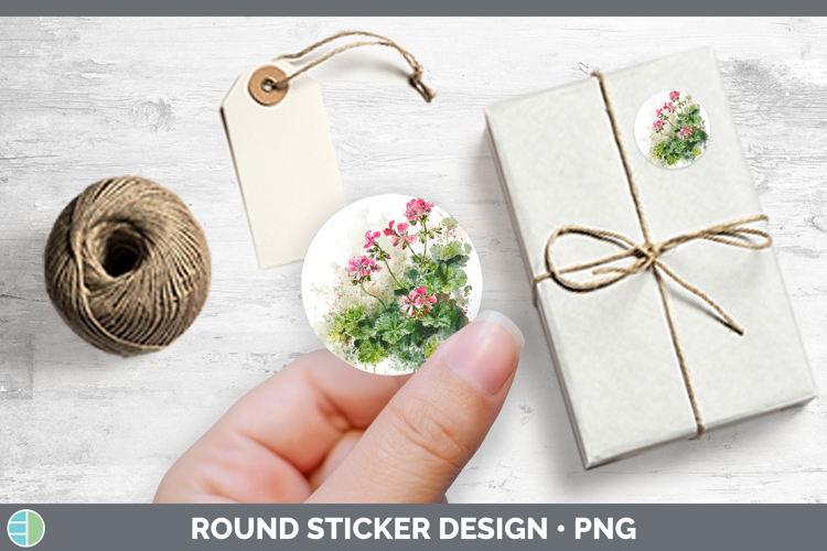 Geranium Flowers 01 Sketch Stickers Design