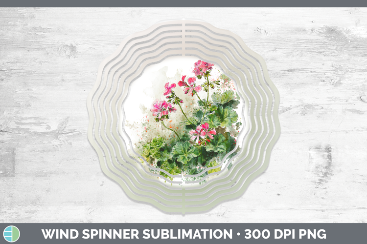 Geranium Flowers 01 Sketch Wind Spinner Sublimation Design