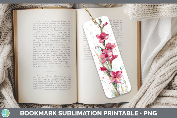 Gladiolus Flowers 01 Sketch Bookmark Sublimation Design