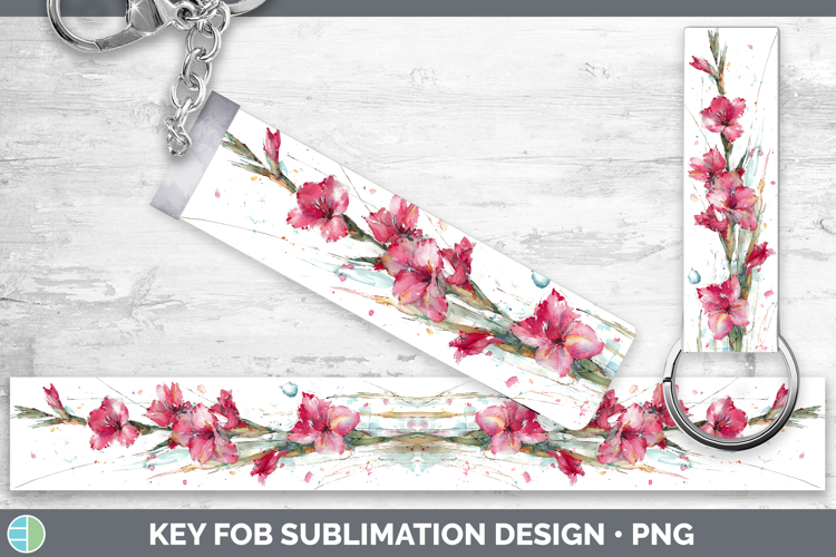 Gladiolus Flowers 01 Sketch Key Fob Sublimation Design