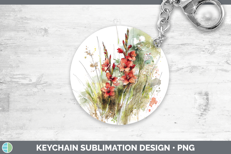 Gladiolus Flowers 01 Sketch Keychain Sublimation Design