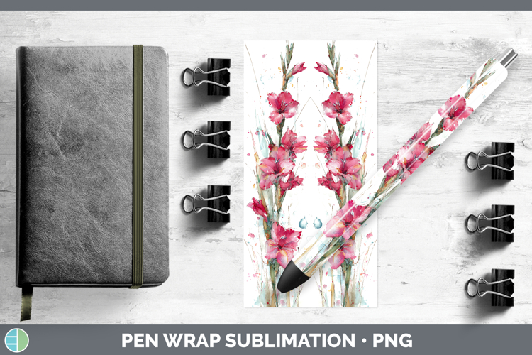 Gladiolus Flowers 01 Sketch Pen Wrap Sublimation Design