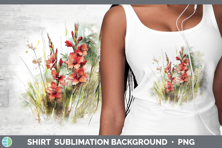 Gladiolus Flowers 01 Sketch Shirt Sublimation Design