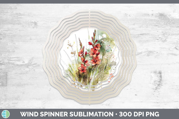 Gladiolus Flowers 01 Sketch Wind Spinner Sublimation Design