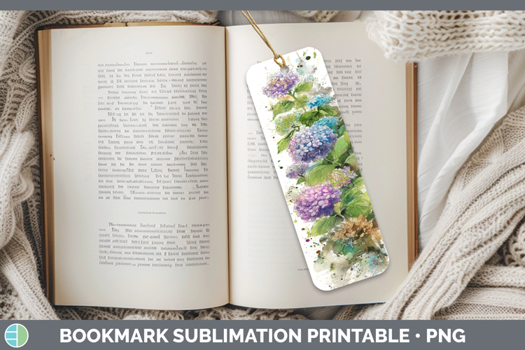 Hydrangea Flowers 01 Sketch Bookmark Sublimation Design