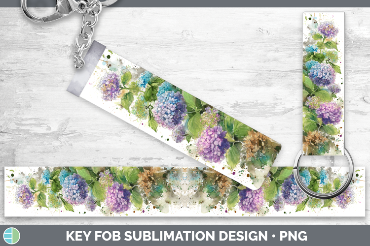 Hydrangea Flowers 01 Sketch Key Fob Sublimation Design