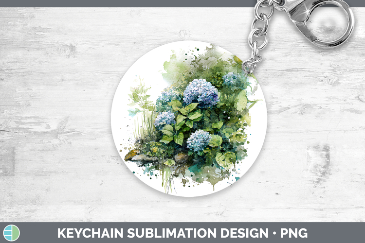 Hydrangea Flowers 01 Sketch Keychain Sublimation Design