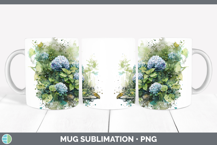 Hydrangea Flowers 01 Sketch Mug Wrap Sublimation Design