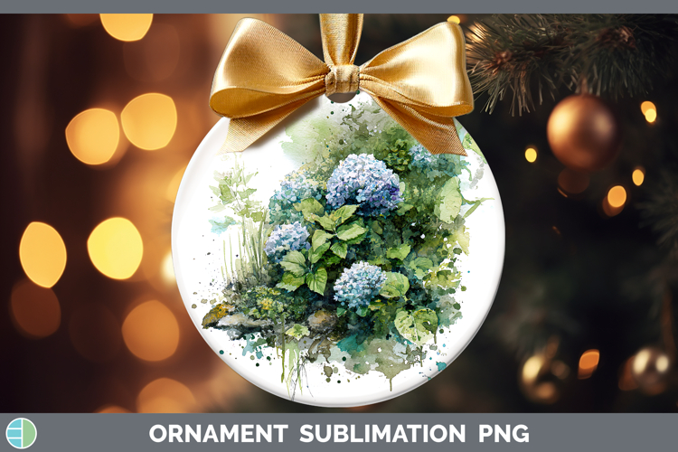 Hydrangea Flowers 01 Sketch Ornament Sublimation Design