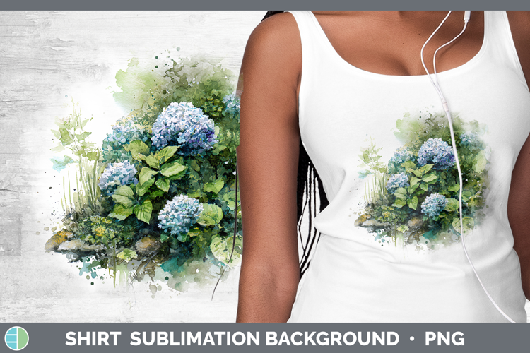 Hydrangea Flowers 01 Sketch Shirt Sublimation Design