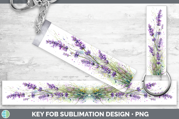 Lavender Flowers 01 Sketch Key Fob Sublimation Design