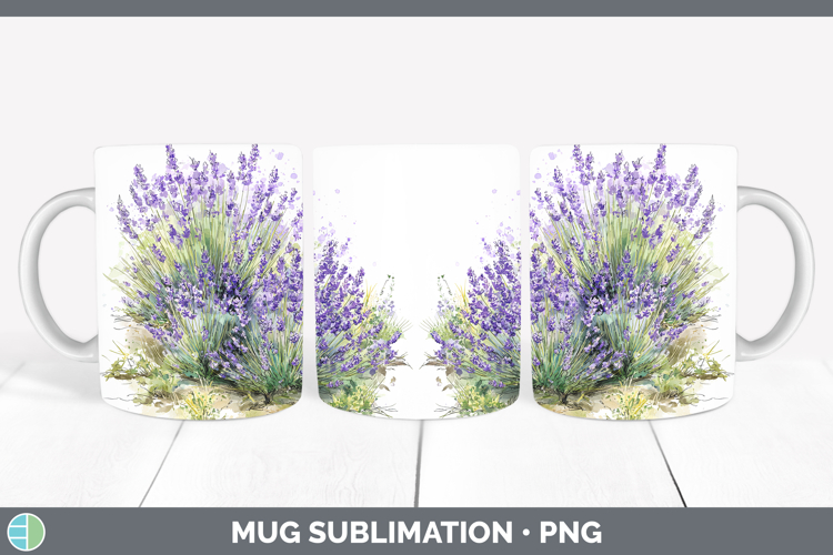 Lavender Flowers 01 Sketch Mug Wrap Sublimation Design