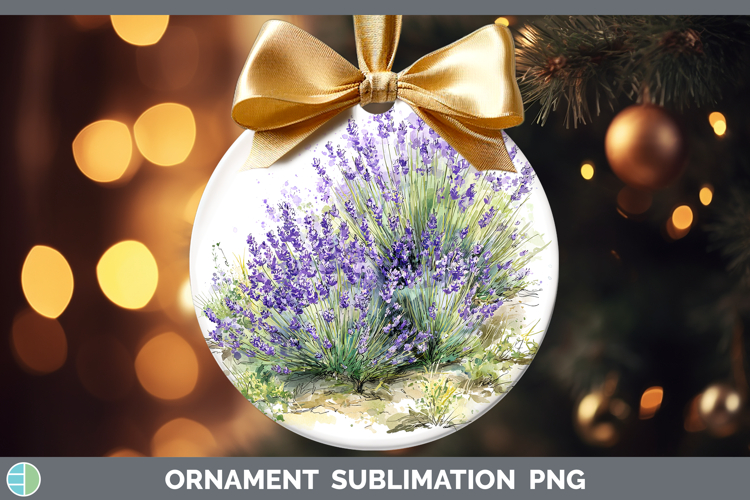 Lavender Flowers 01 Sketch Ornament Sublimation Design