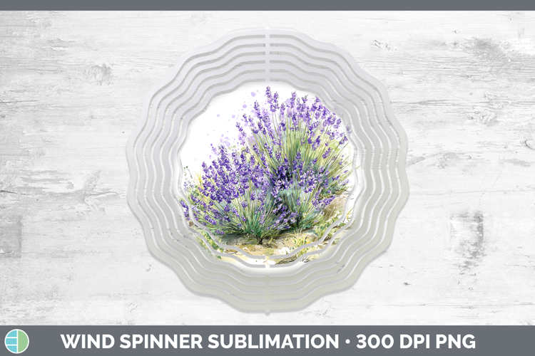 Lavender Flowers 01 Sketch Wind Spinner Sublimation Design