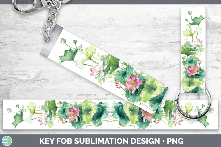Lotus Flowers 01 Sketch Key Fob Sublimation Design