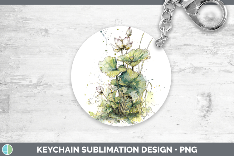 Lotus Flowers 01 Sketch Keychain Sublimation Design