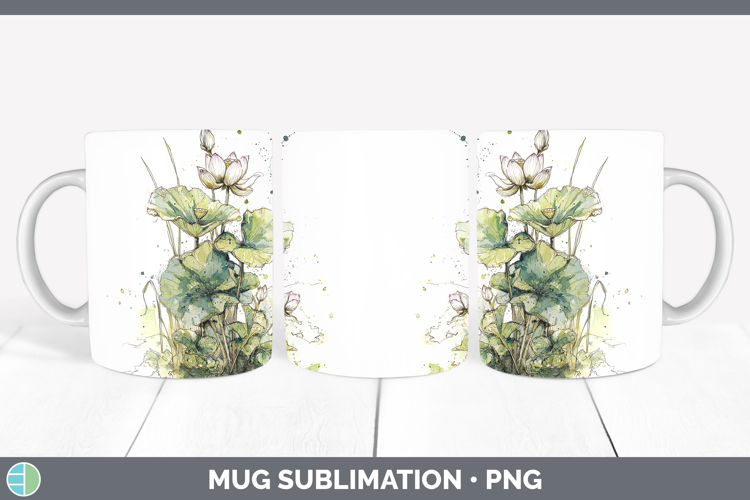 Lotus Flowers 01 Sketch Mug Wrap Sublimation Design