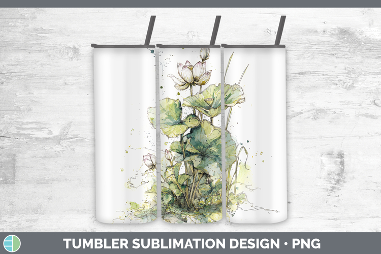 Lotus Flowers 01 Sketch Tumbler Sublimation Design