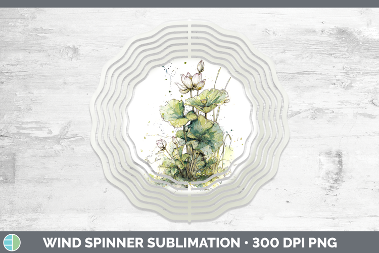 Lotus Flowers 01 Sketch Wind Spinner Sublimation Design