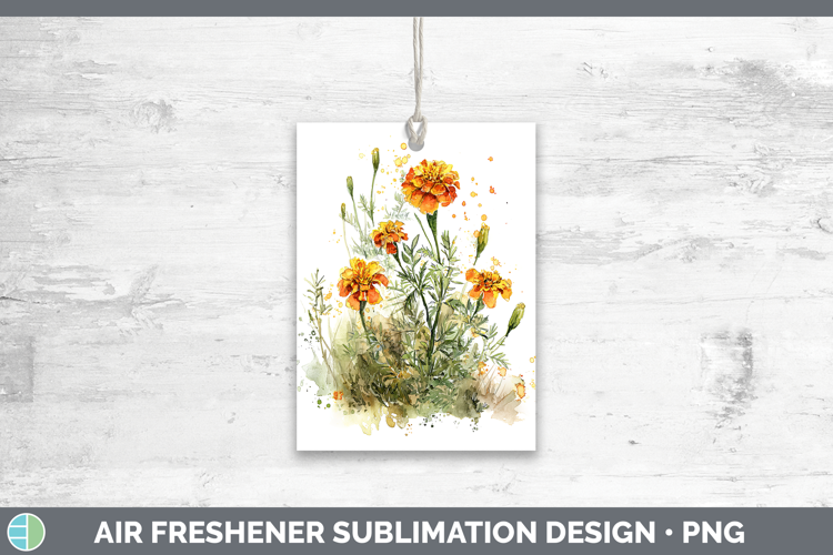 Marigold Flowers 01 Sketch Air Freshener Sublimation Design