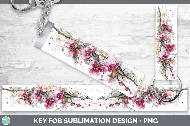 Orchid Flowers 01 Sketch Key Fob Sublimation Design