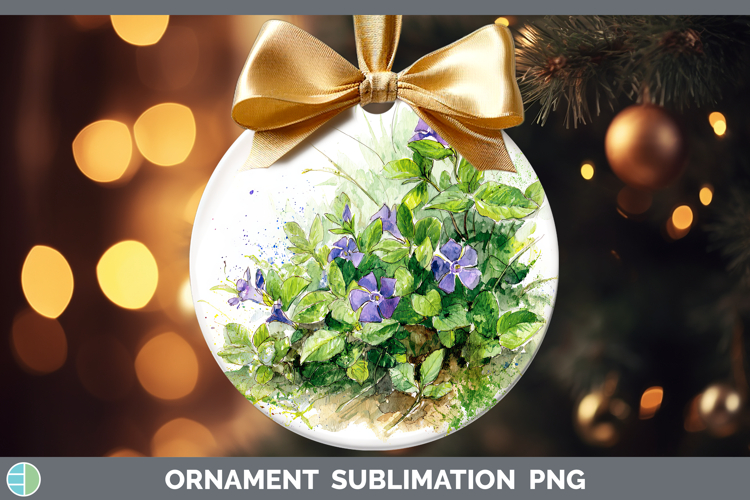 Periwinkle Flowers 01 Sketch Ornament Sublimation Design