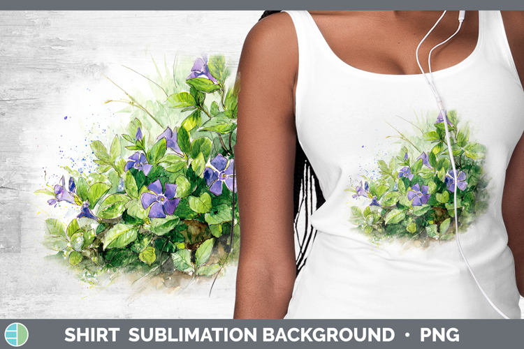 Periwinkle Flowers 01 Sketch Shirt Sublimation Design