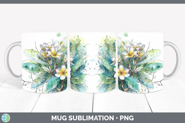 Plumeria Flowers 01 Sketch Mug Wrap Sublimation Design