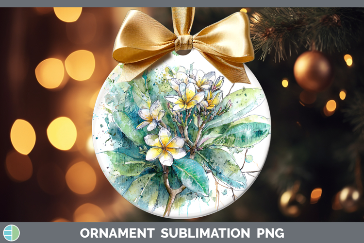 Plumeria Flowers 01 Sketch Ornament Sublimation Design