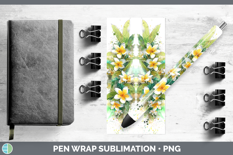 Plumeria Flowers 01 Sketch Pen Wrap Sublimation Design
