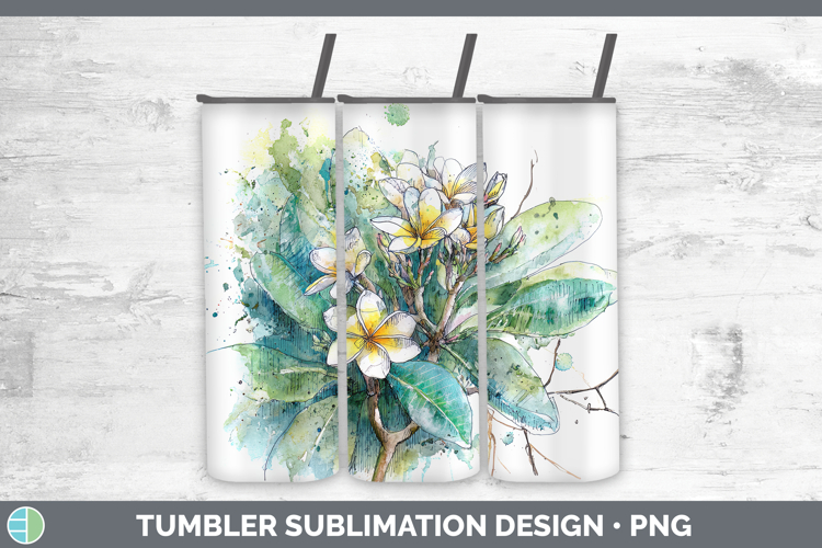 Plumeria Flowers 01 Sketch Tumbler Sublimation Design