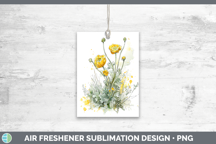 Ranunculus Flowers 01 Sketch Air Freshener Sublimation Desig
