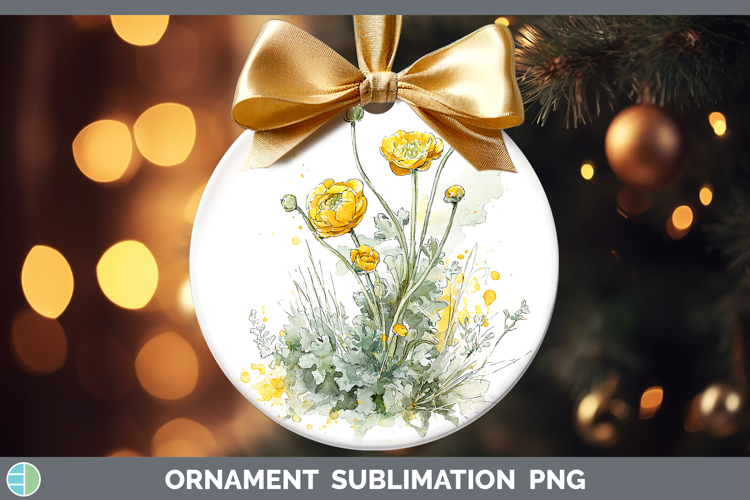 Ranunculus Flowers 01 Sketch Ornament Sublimation Design