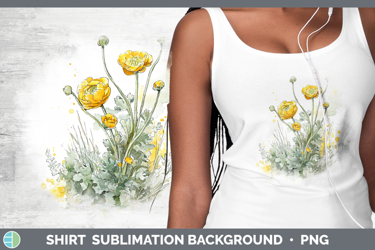 Ranunculus Flowers 01 Sketch Shirt Sublimation Design
