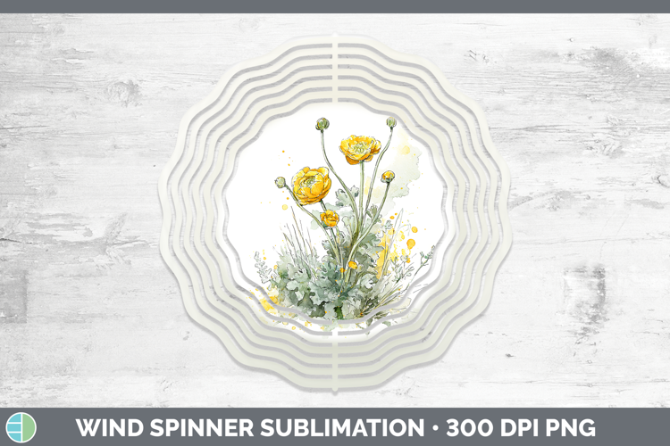Ranunculus Flowers 01 Sketch Wind Spinner Sublimation Design