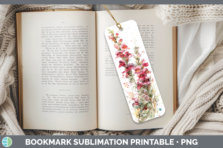 Snapdragon Flowers 01 Sketch Bookmark Sublimation Design