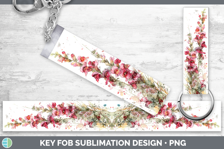 Snapdragon Flowers 01 Sketch Key Fob Sublimation Design