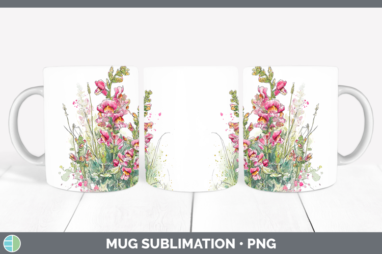 Snapdragon Flowers 01 Sketch Mug Wrap Sublimation Design
