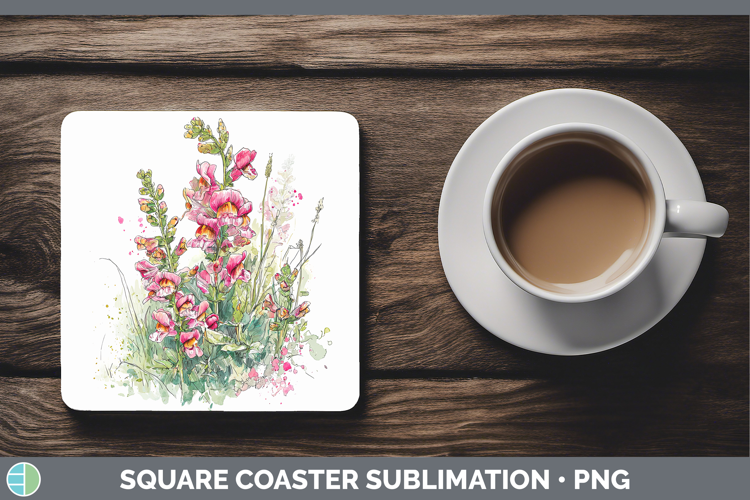 Snapdragon Flowers 01 Sketch Square Coaster Sublimation Desi