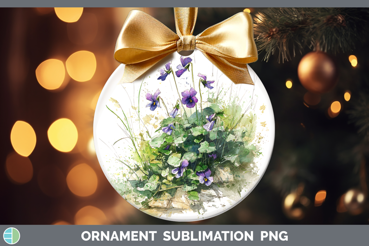 Violet Flowers 01 Sketch Ornament Sublimation Design