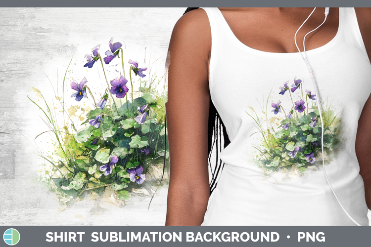 Violet Flowers 01 Sketch Shirt Sublimation Design