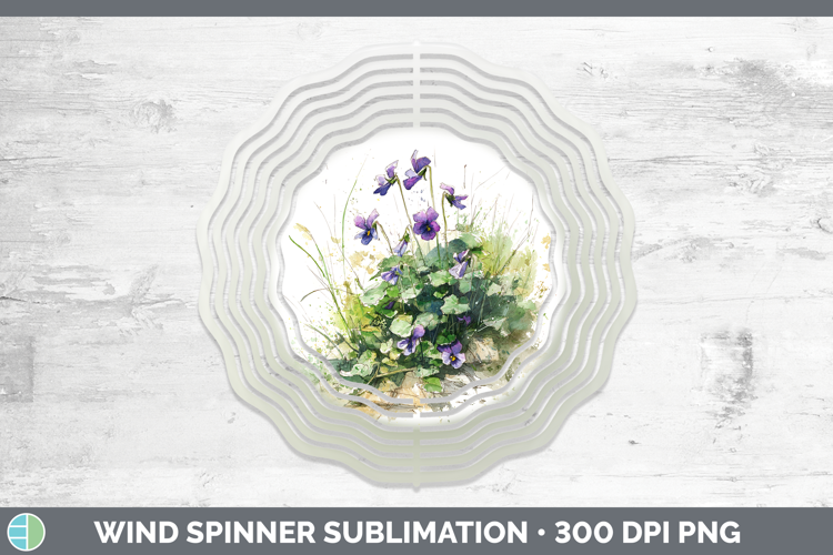 Violet Flowers 01 Sketch Wind Spinner Sublimation Design