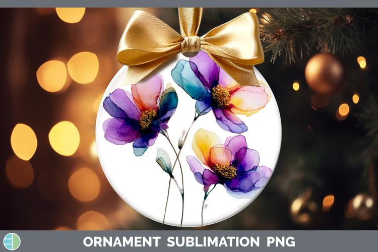 Anemone Flowers 02 Alcohol Ink Ornament Sublimation Design