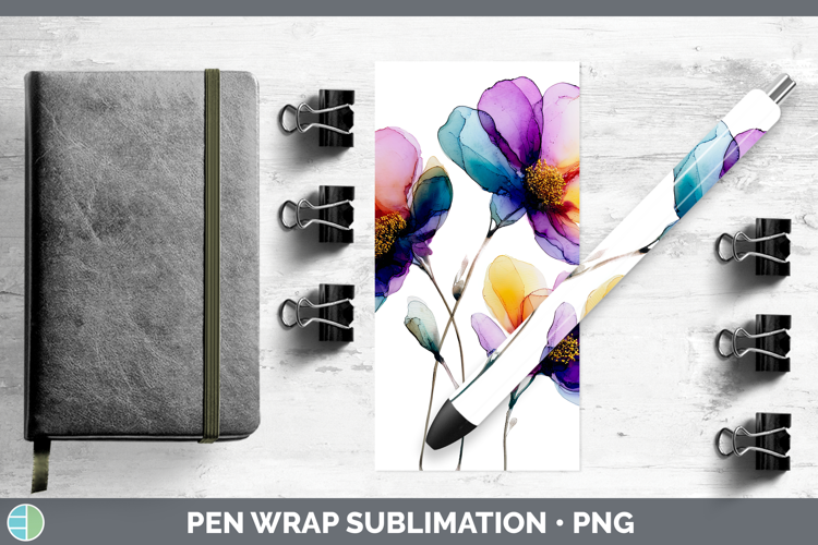 Anemone Flowers 02 Alcohol Ink Pen Wrap Sublimation Design