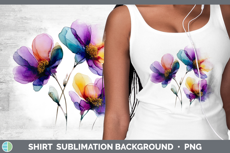 Anemone Flowers 02 Alcohol Ink Shirt Sublimation Design