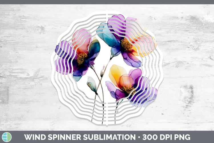 Anemone Flowers 02 Alcohol Ink Wind Spinner Sublimation Desi