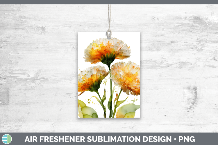 Calendula Flowers 02 Alcohol Ink Air Freshener Sublimation D